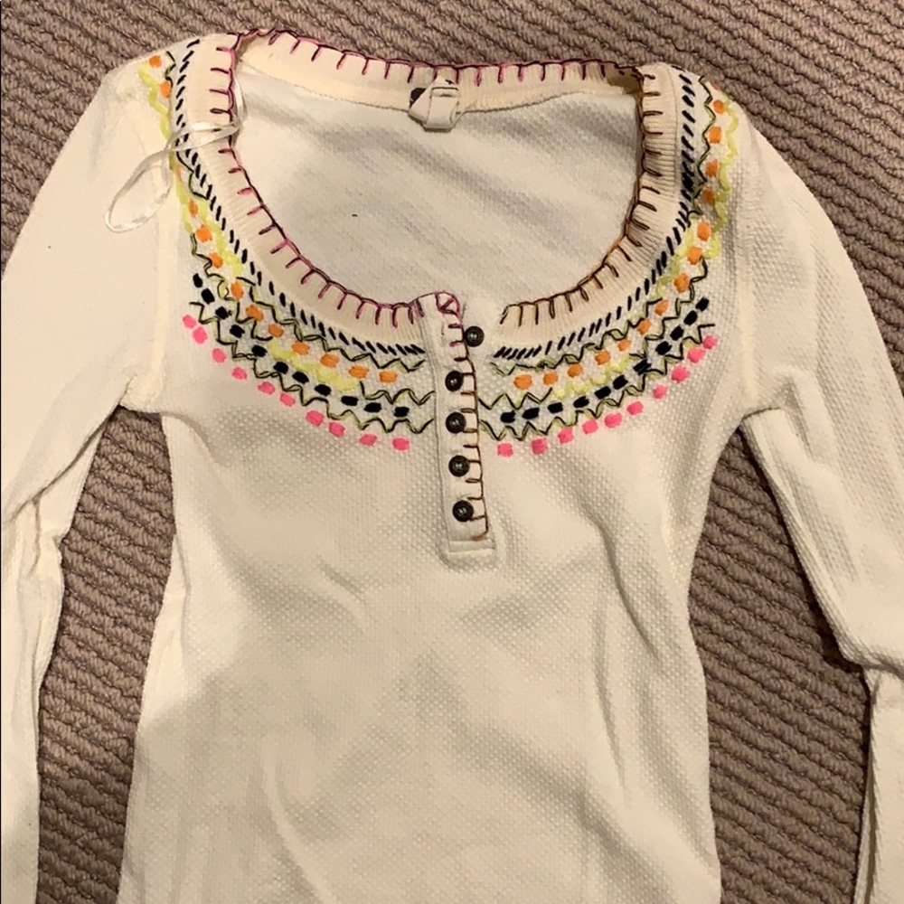 fp embroidered long sleeve top